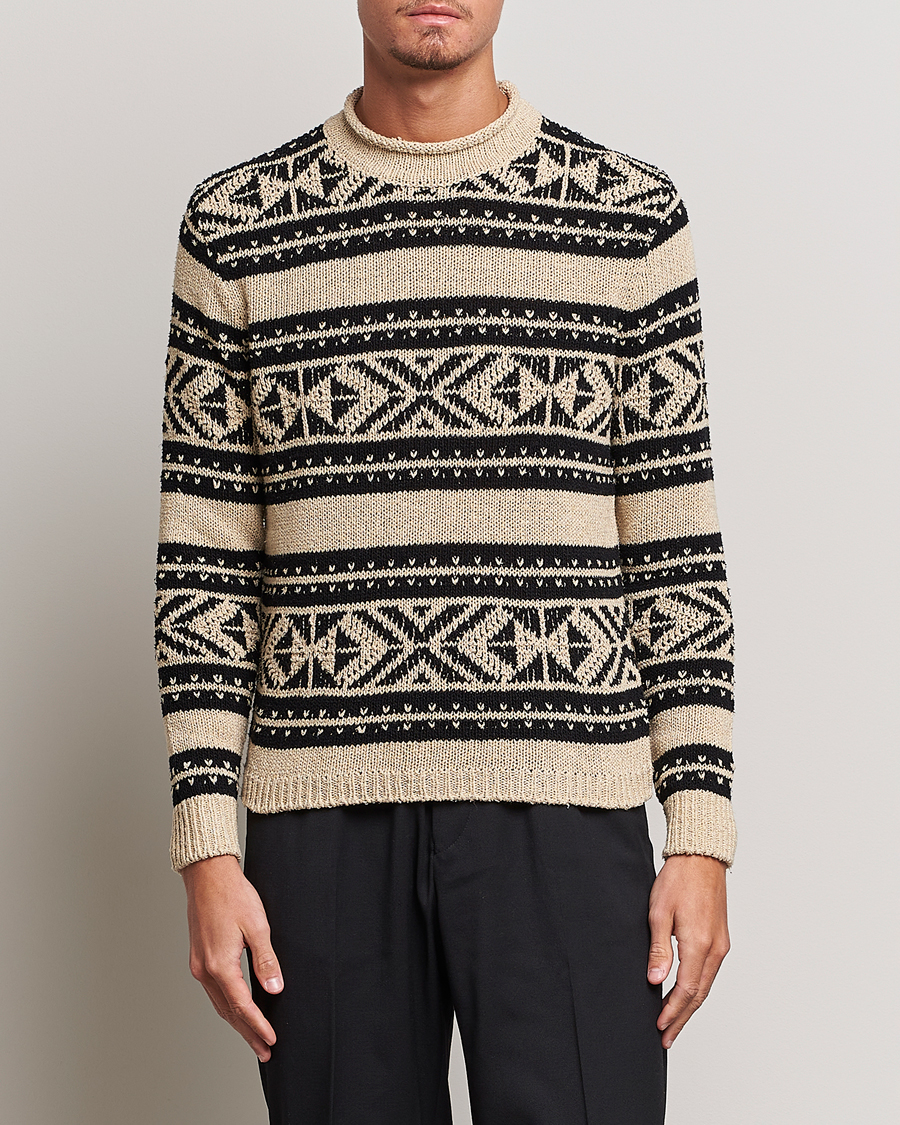 Herre | Trøjer | Ralph Lauren Purple Label | Geo Pattern Sweater Cream