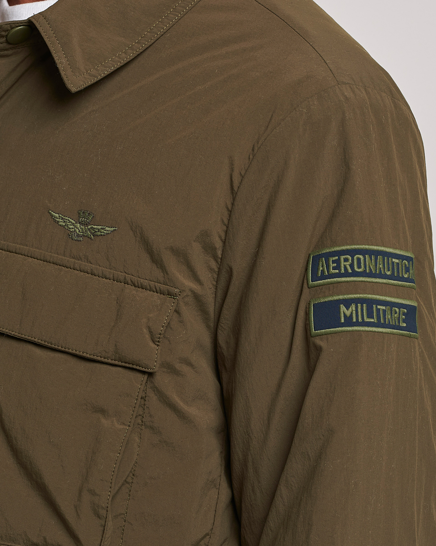 Herre | Jakker | Aeronautica Militare | Light Padded Pocket Shirt Jacket Off Green