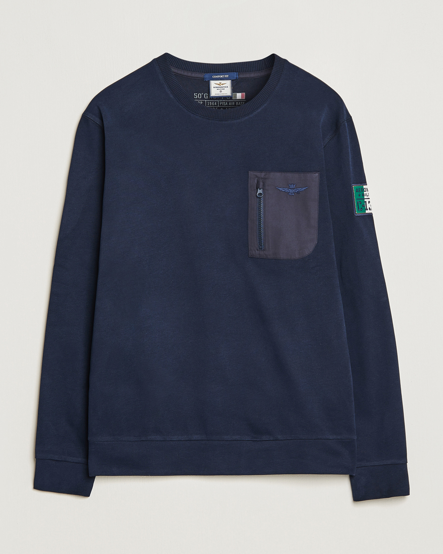Herre | Trøjer | Aeronautica Militare | Felpa Cotton Pocket Sweatshirt Dark Blue