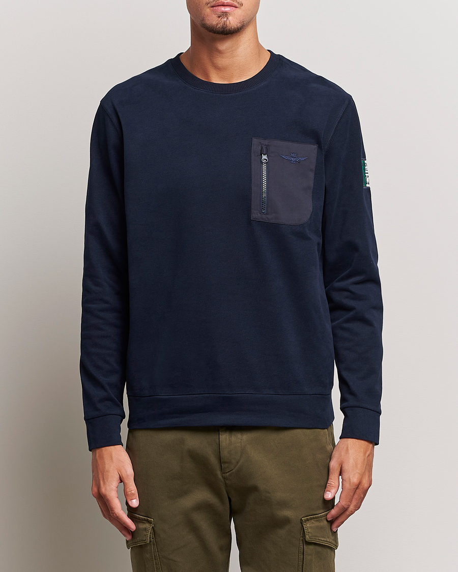 Herre | Trøjer | Aeronautica Militare | Felpa Cotton Pocket Sweatshirt Dark Blue