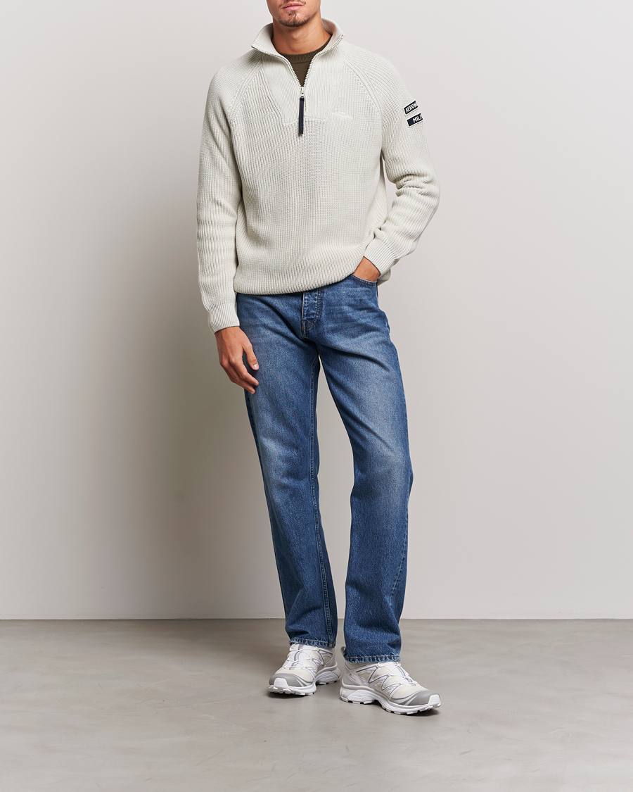 Herre | Trøjer | Aeronautica Militare | Cotton Structured Knitted Half Zip Ice Palace