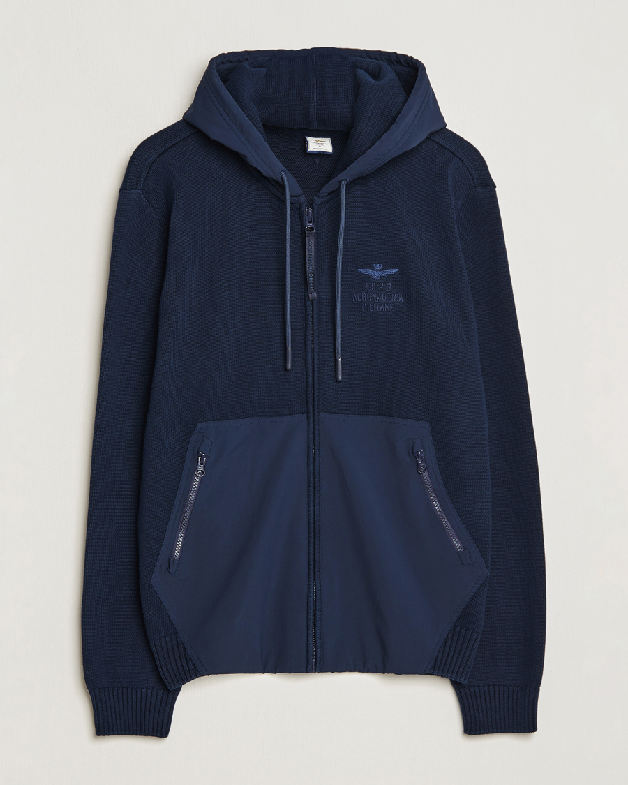 Herre | Trøjer | Aeronautica Militare | Mixed Full Zip Hoodie Dark Blue