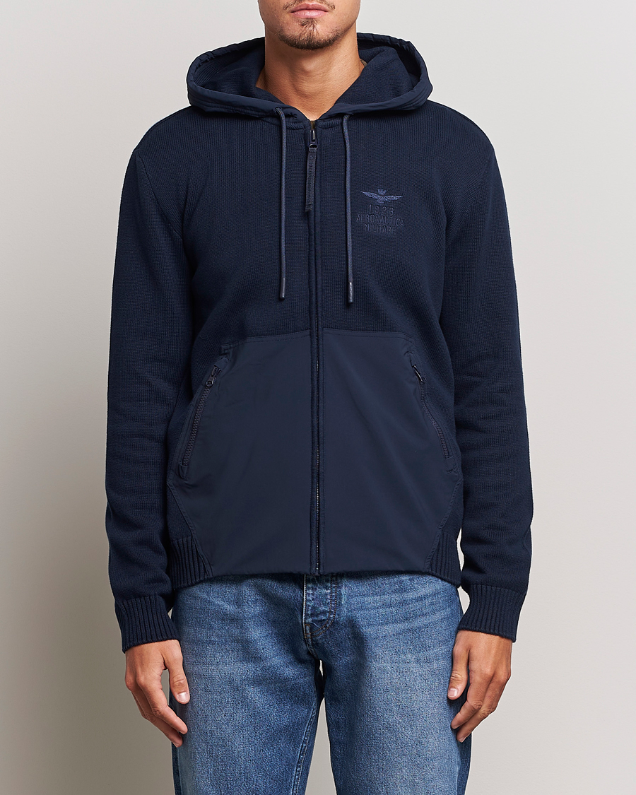 Herre | Trøjer | Aeronautica Militare | Mixed Full Zip Hoodie Dark Blue