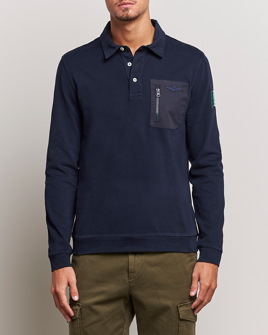 Herre | Trøjer | Aeronautica Militare | PO1707 Long Sleeve Polo Dark Blue