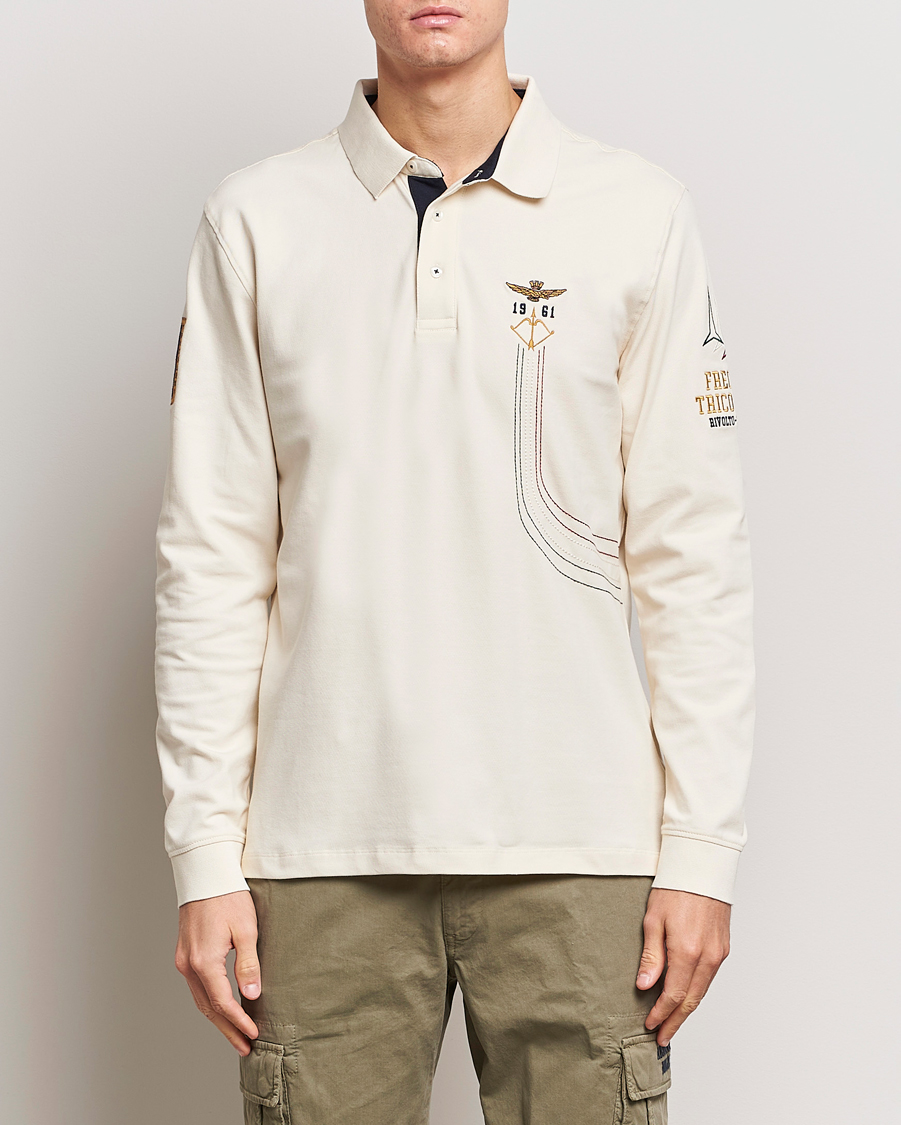Herre | Trøjer | Aeronautica Militare | Long Sleeve Polo Cream White