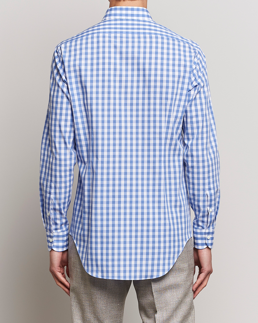 Herre | Skjorter | Kamakura Shirts | Slim Fit Broadcloth Spread Shirt Blue Gingham