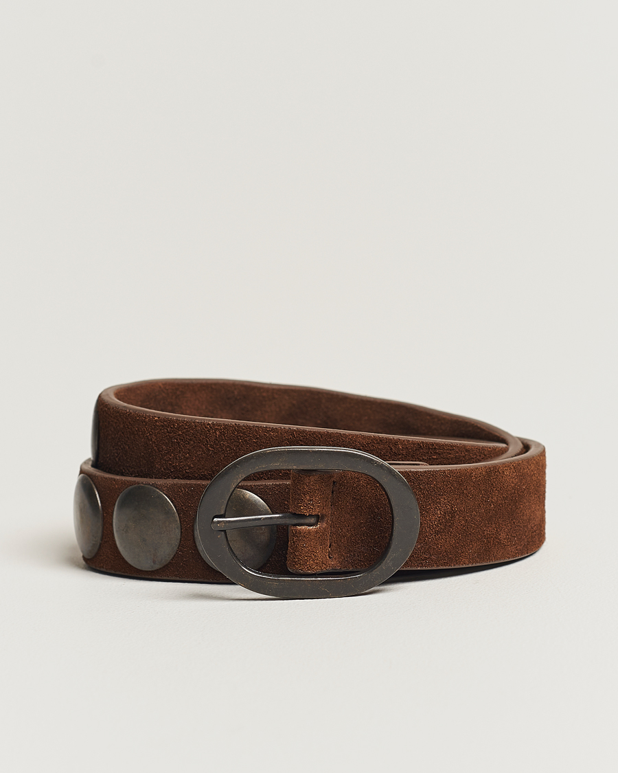 Herre | Massimo Alba Mik Studded Suede Belt Tobacco | Massimo Alba | Mik Studded Suede Belt Tobacco