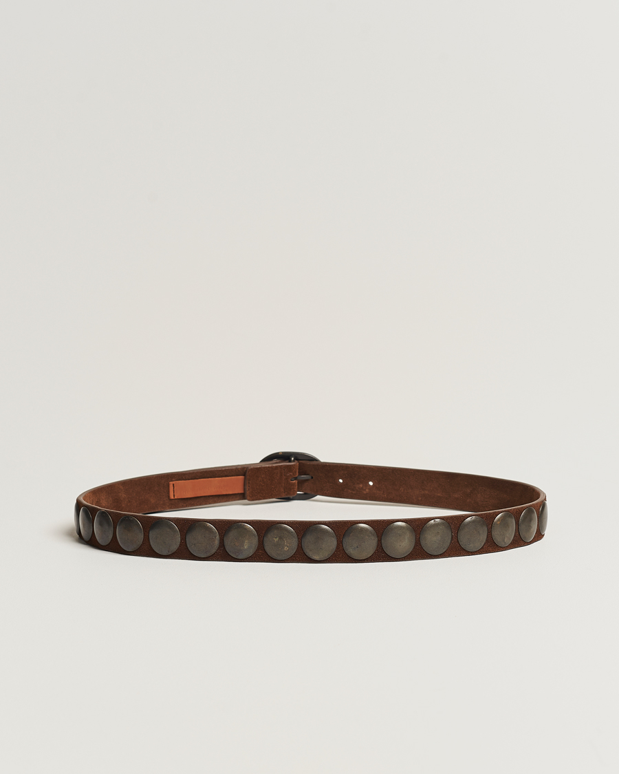 Herre |  | Massimo Alba | Mik Studded Suede Belt Tobacco