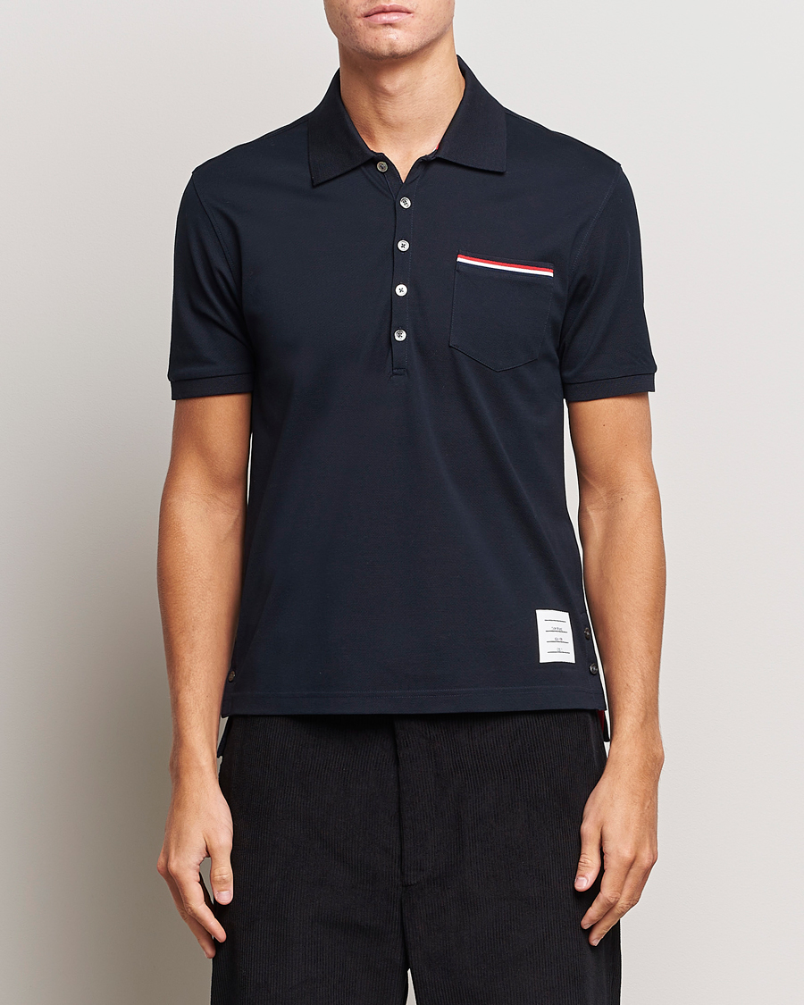 Herre | Kortærmede polotrøjer | Thom Browne | Mercerized Piquet Polo Navy