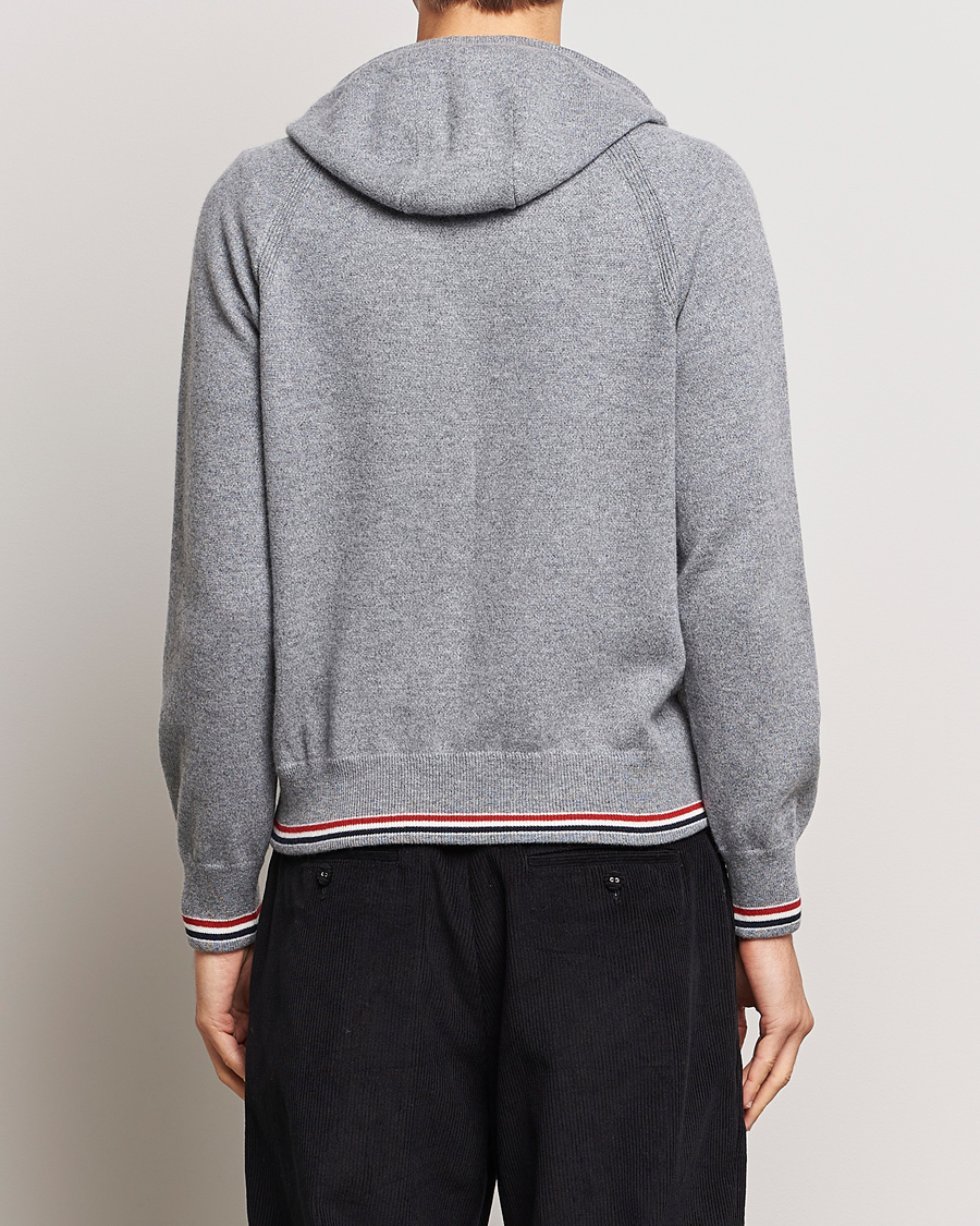 Herre | Trøjer | Thom Browne | Cashmere Jersey Full Zip Hoodie Light Grey