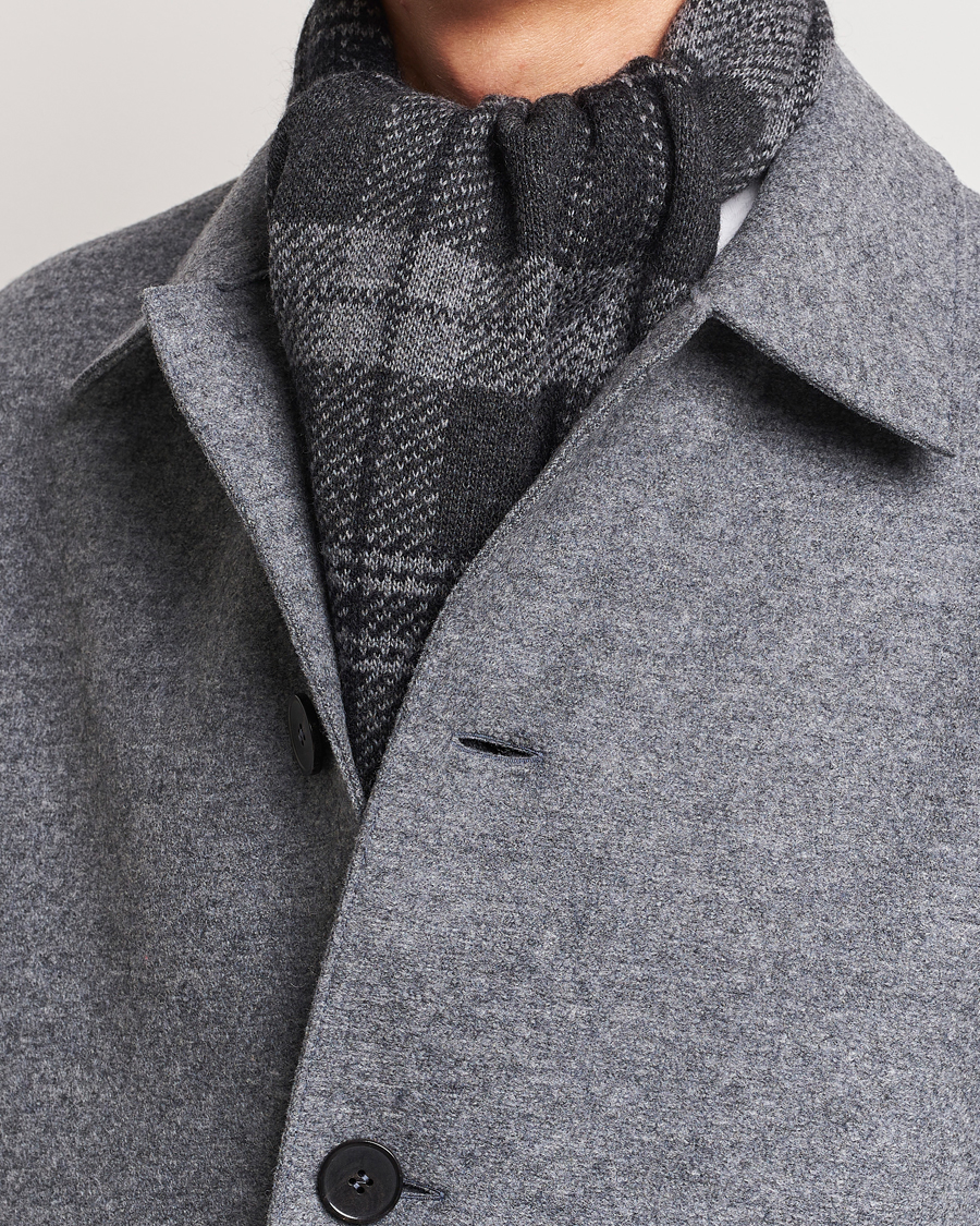 Herre |  | Thom Browne | Wool/Cashmere Tartan Jacquard Scarf Dark Grey