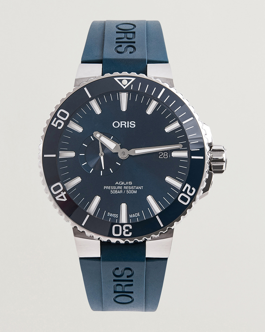 Herre | Oris Aquis Small Second 45,5mm Rubber Bracelet Blue | Oris | Aquis Small Second 45,5mm Rubber Bracelet Blue