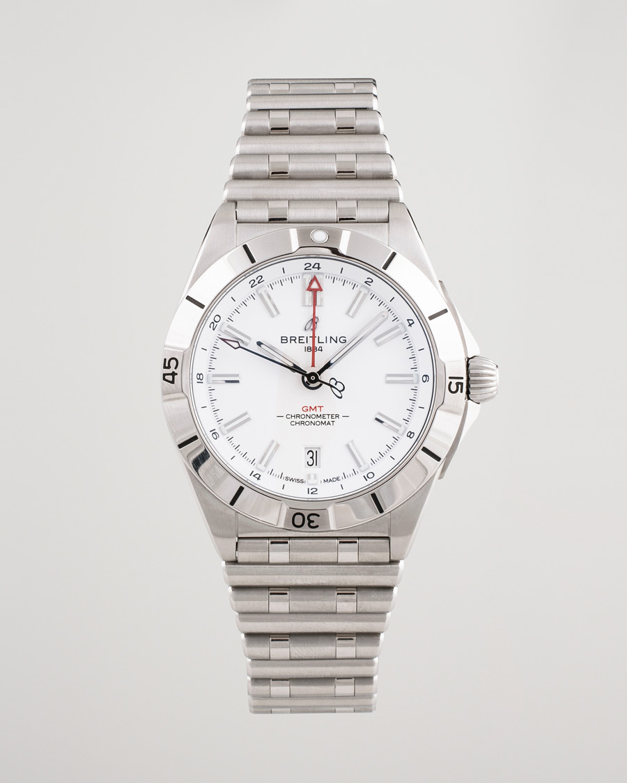 Herre | Breitling Pre-Owned Chronomat GMT 40 A32398 Steel White | Breitling Pre-Owned | Chronomat GMT 40 A32398 Steel White