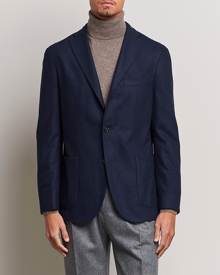 Herre | Blazere & jakker | Boglioli | K Jacket Washed Flannel Blazer Navy