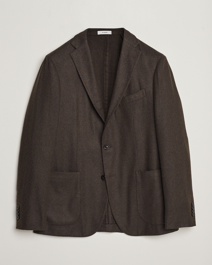 Herre | Blazere & jakker | Boglioli | K Jacket Wool Herringbone Blazer Dark Brown