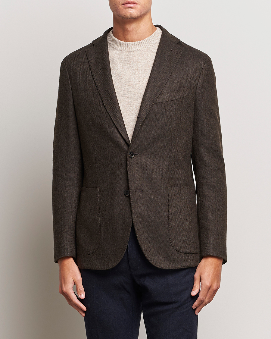 Herre | Blazere & jakker | Boglioli | K Jacket Wool Herringbone Blazer Dark Brown