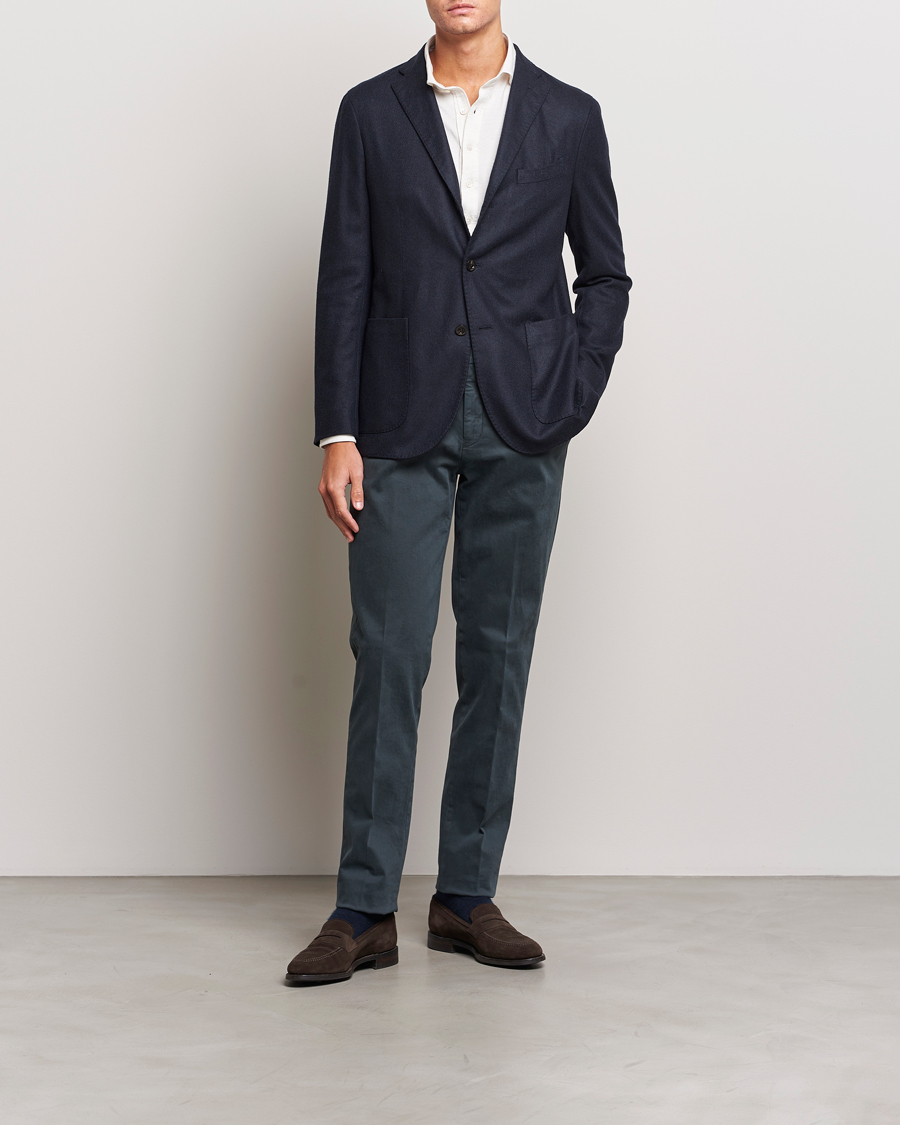 Herre | Blazere & jakker | Boglioli | K Jacket Dyed Flannel Check Blazer Navy