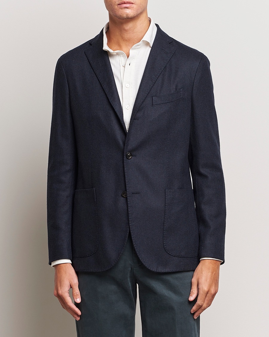 Herre | Blazere & jakker | Boglioli | K Jacket Dyed Flannel Check Blazer Navy
