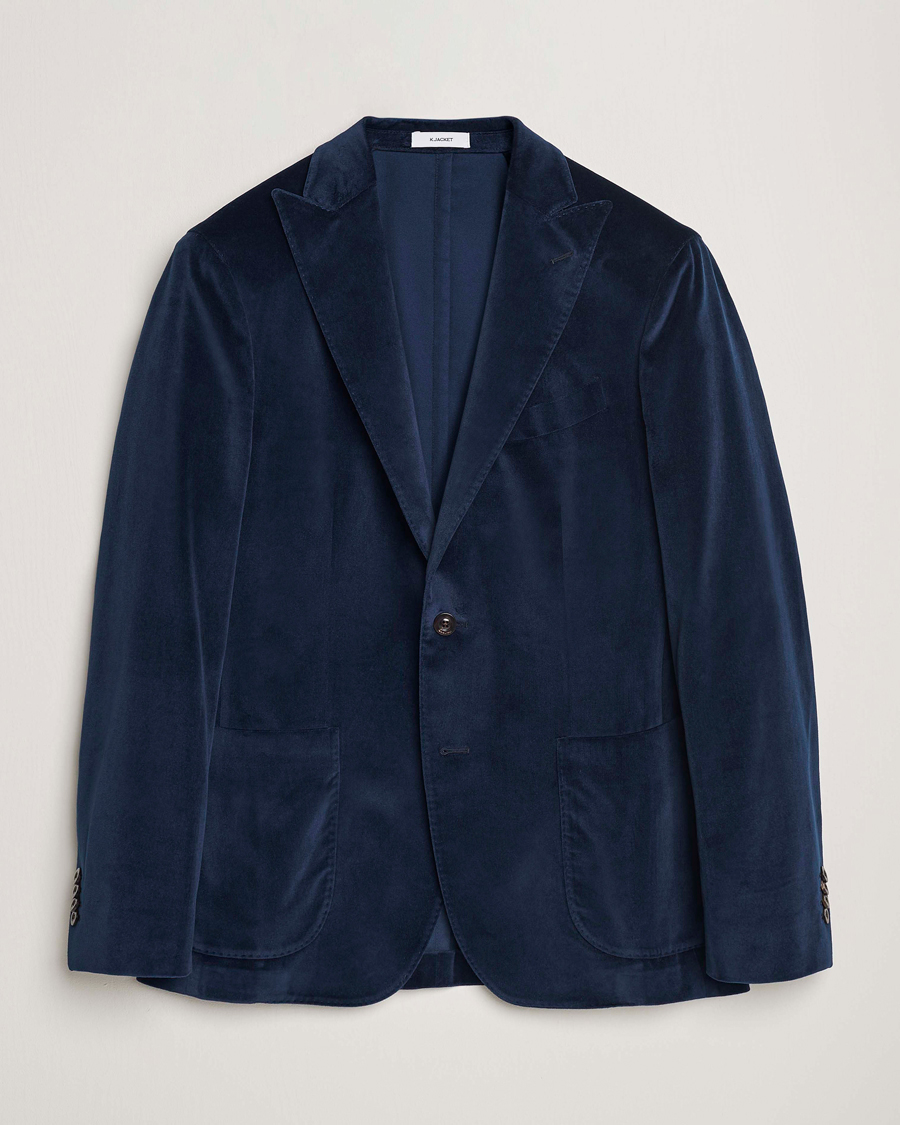 Herre | Blazere & jakker | Boglioli | K Jacket Peak Lapel Velvet Blazer Navy