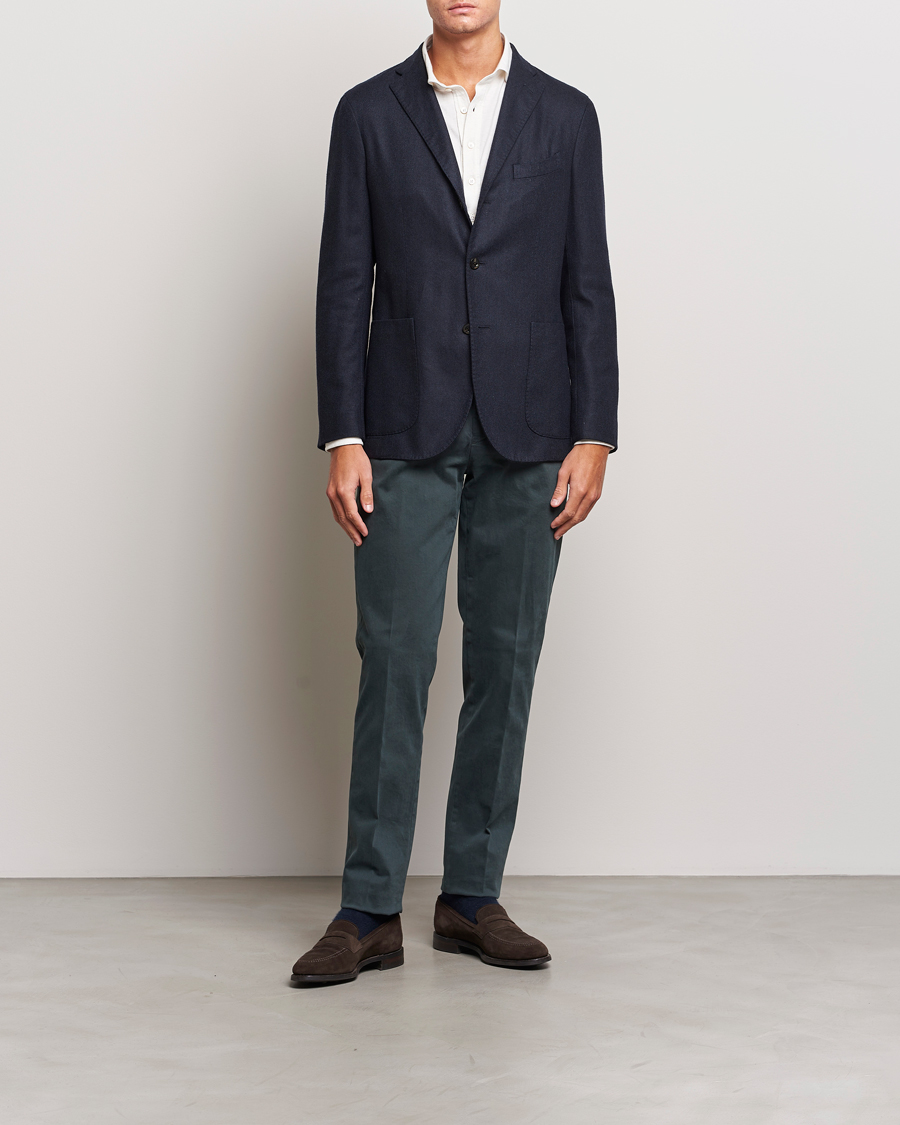 Herre | Bukser | Boglioli | Cotton Twill Trousers Navy