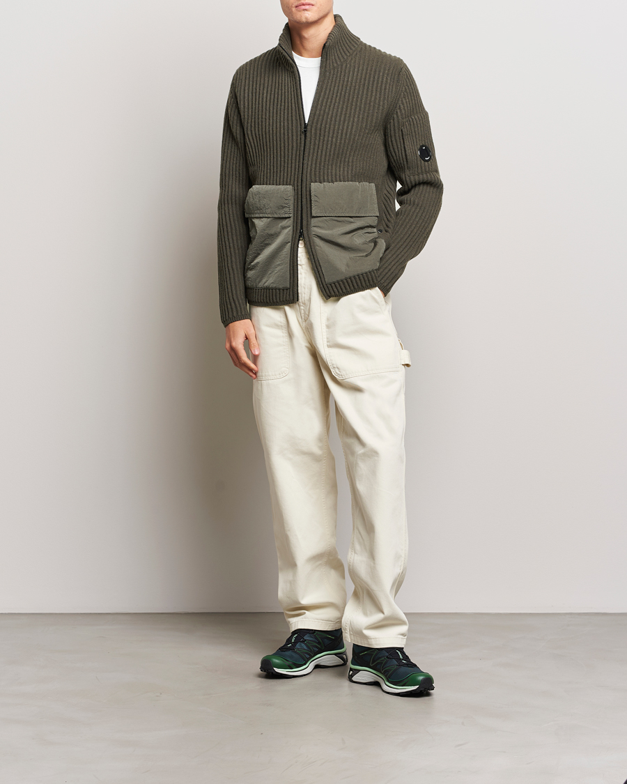 Herre | Trøjer | C.P. Company | Heavy Knitted Lambswool Full Zip Olive