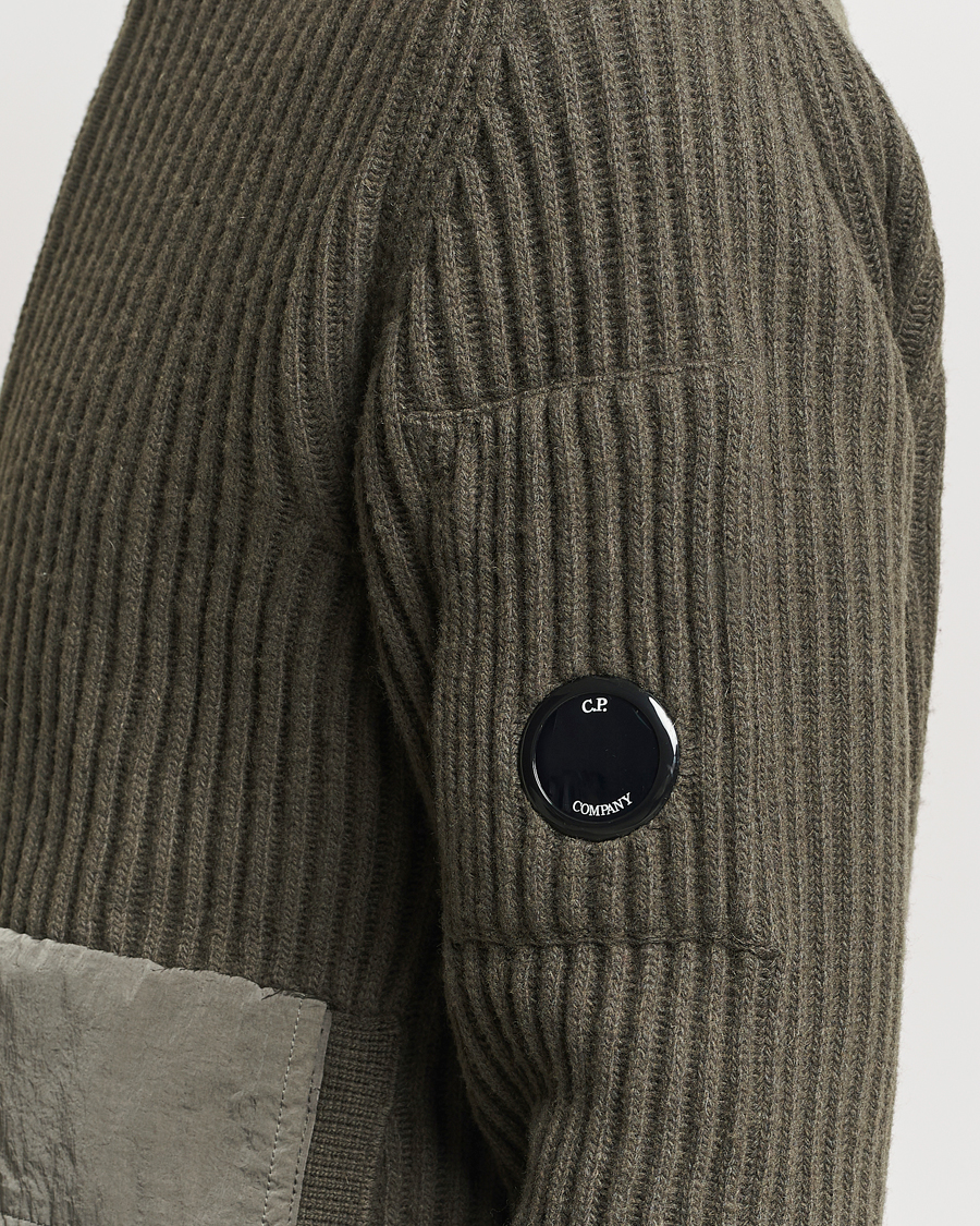 Herre | Trøjer | C.P. Company | Heavy Knitted Lambswool Full Zip Olive