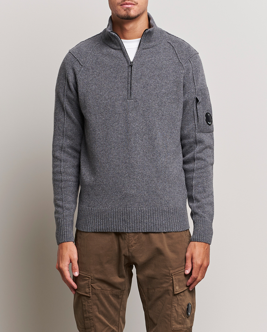 Herre | Trøjer | C.P. Company | Lambswool Lens Half Zip Grey Marl