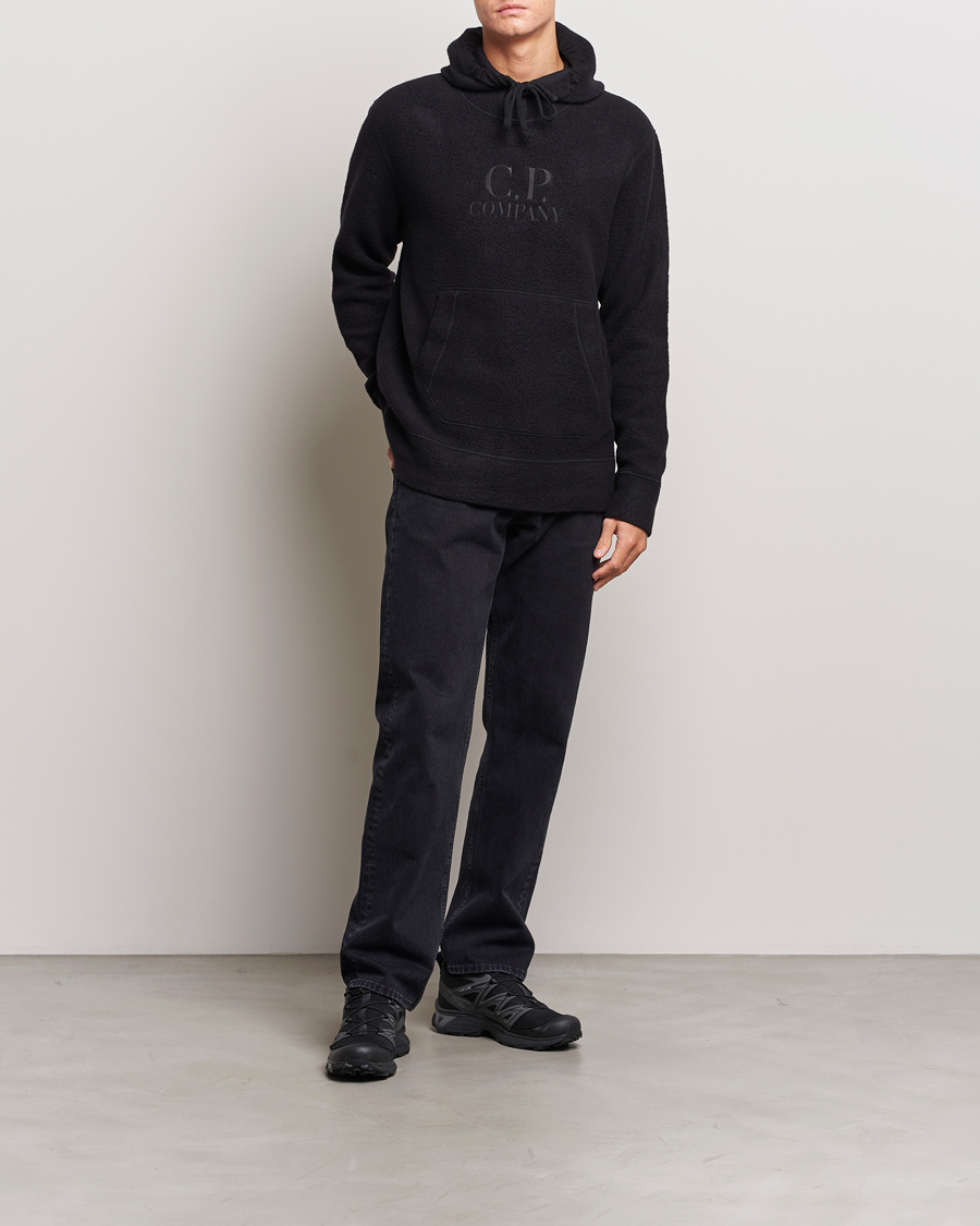 Herre | Trøjer | C.P. Company | Wool Polar Fleece Logo Hood Black