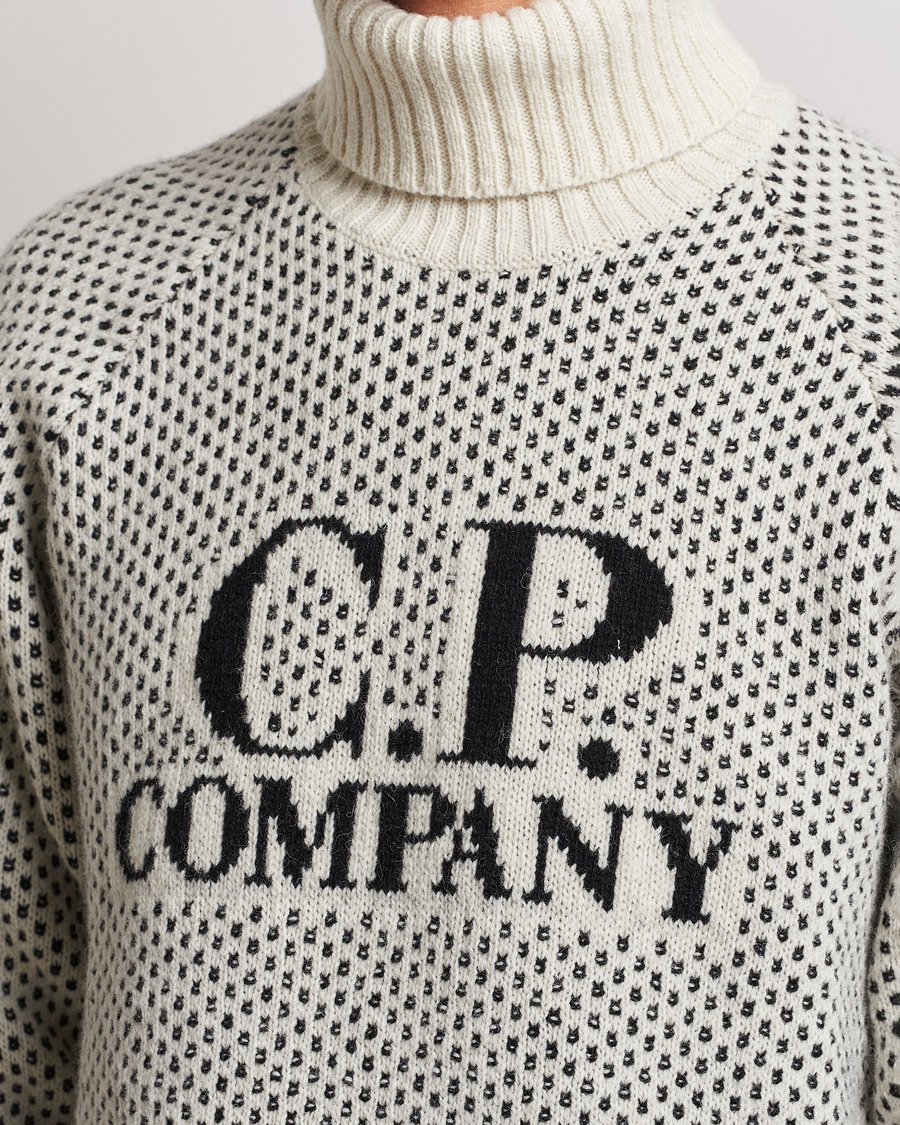 Herre | Trøjer | C.P. Company | Wool Jaquard CP 3 Knitted Rollneck White
