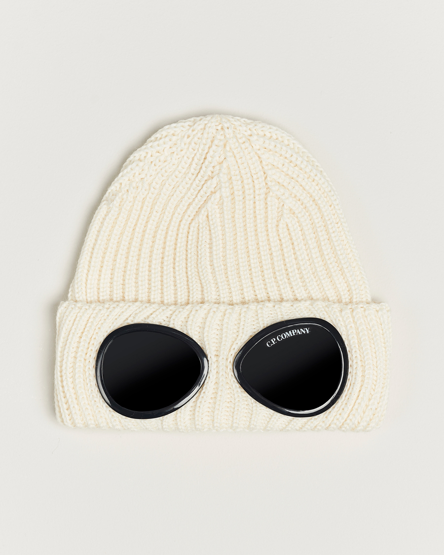 Herre | C.P. Company Knitted Merino Goggle Beanie White | C.P. Company | Knitted Merino Goggle Beanie White