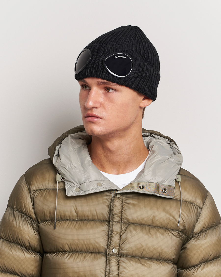 Herre | C.P. Company Knitted Merino Goggle Beanie Black | C.P. Company | Knitted Merino Goggle Beanie Black