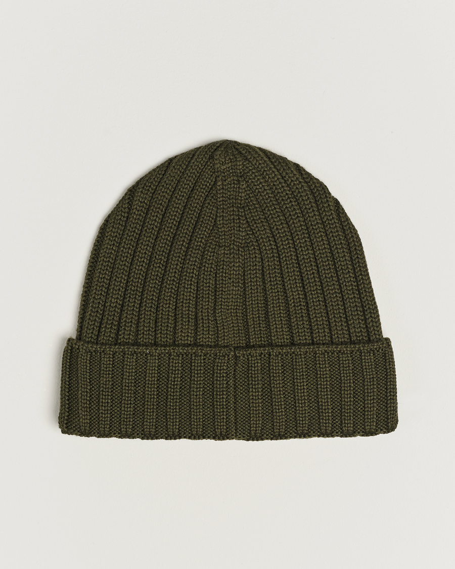 Herre | C.P. Company Knitted Merino Logo Beanie Olive | C.P. Company | Knitted Merino Logo Beanie Olive