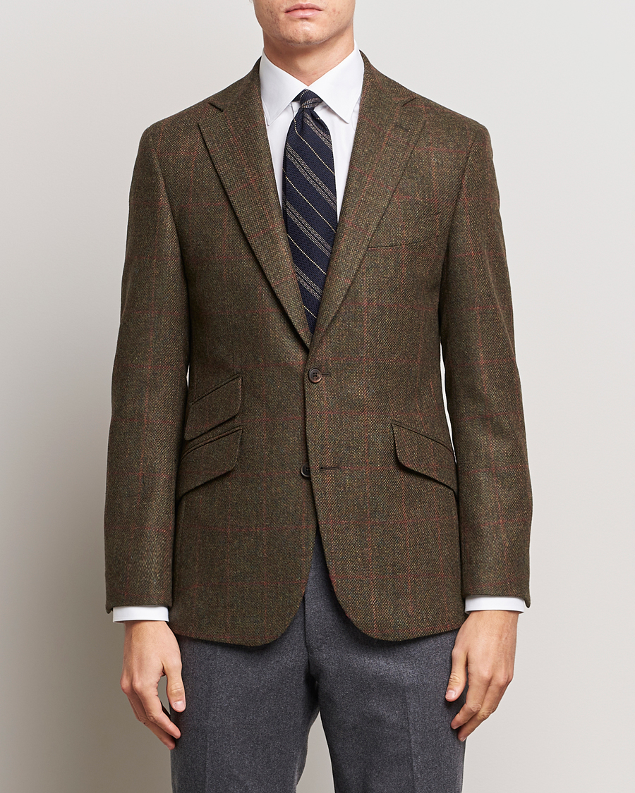 Herre | Tweedblazer | Walker Slater | Edward Lambswool Windowpane Blazer Green