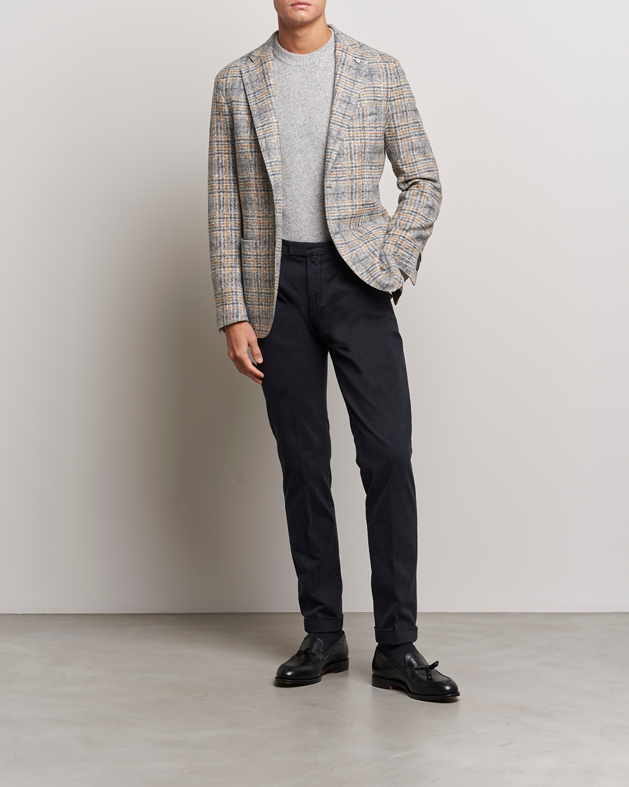 Herre | Blazere & jakker | L.B.M. 1911 | Jack Checked Cotton/Wool Jersey Blazer Grey