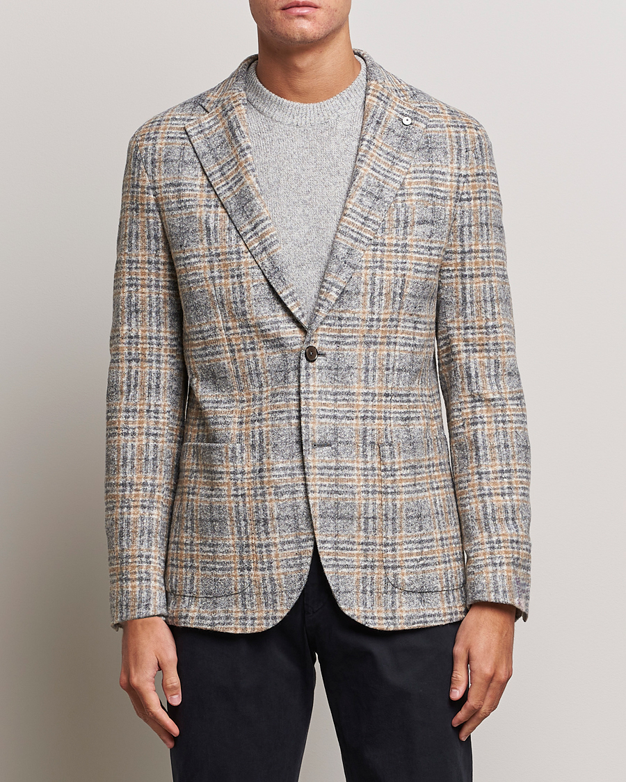 Herre | Blazere & jakker | L.B.M. 1911 | Jack Checked Cotton/Wool Jersey Blazer Grey