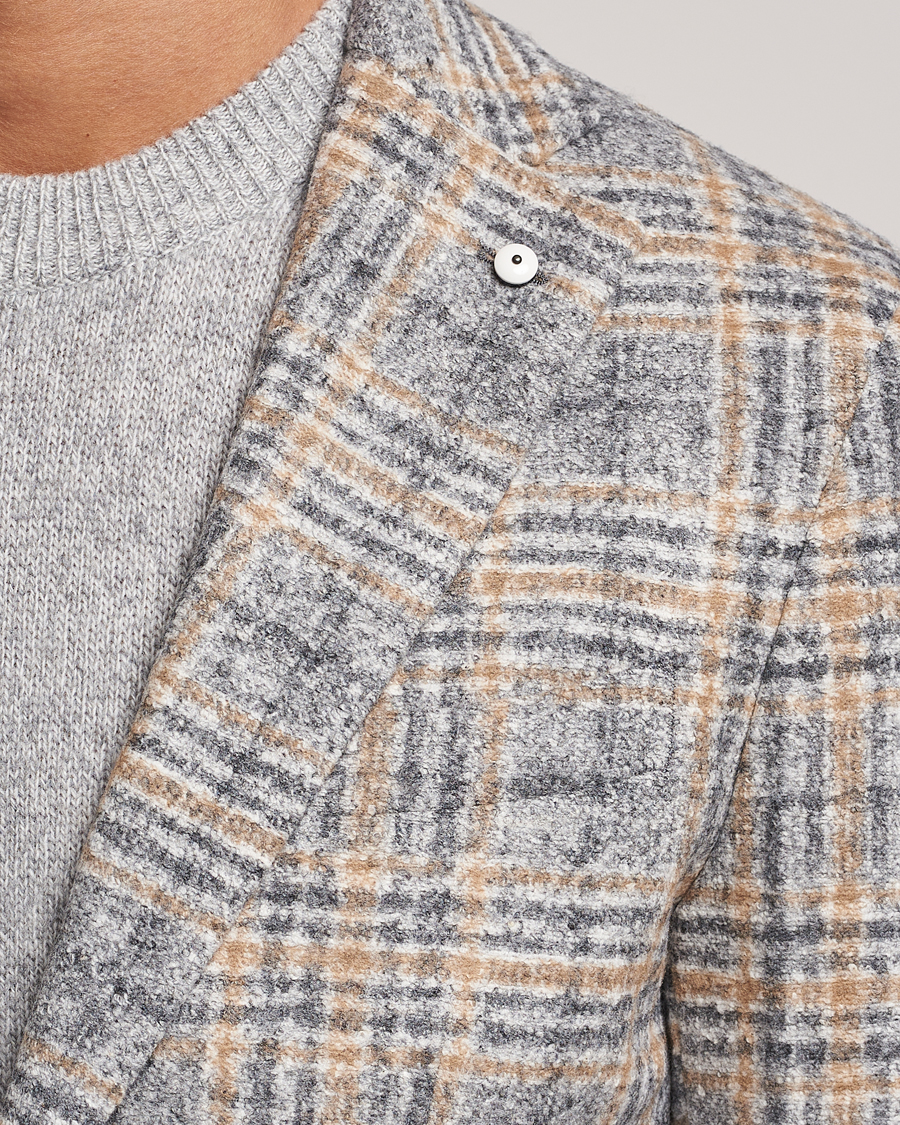 Herre | Blazere & jakker | L.B.M. 1911 | Jack Checked Cotton/Wool Jersey Blazer Grey