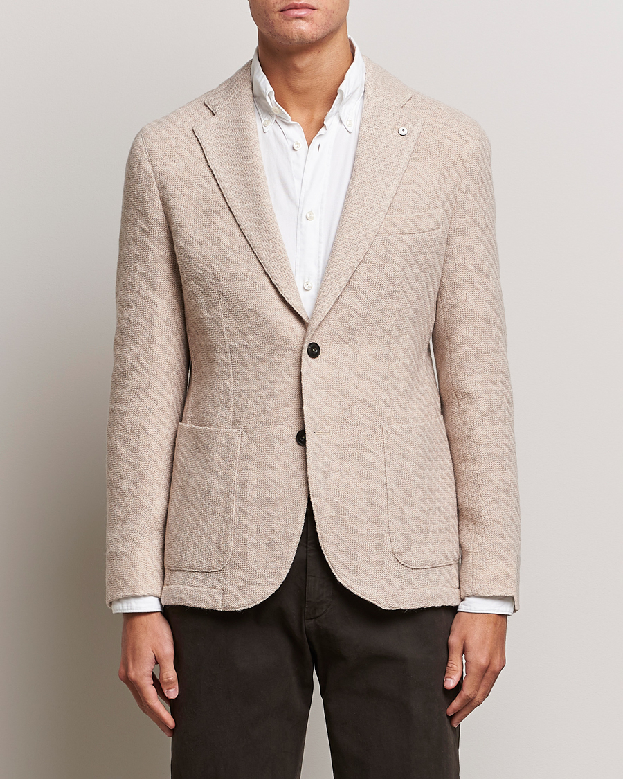 Herre | Blazere & jakker | L.B.M. 1911 | Knitted Punto Wool Structure Blazer Beige