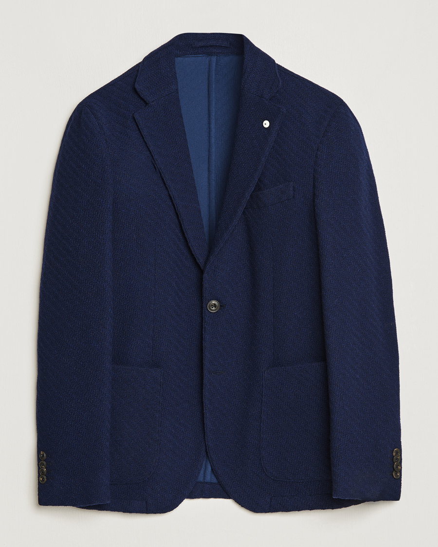 Herre | Blazere & jakker | L.B.M. 1911 | Knitted Punto Wool Structure Blazer Navy