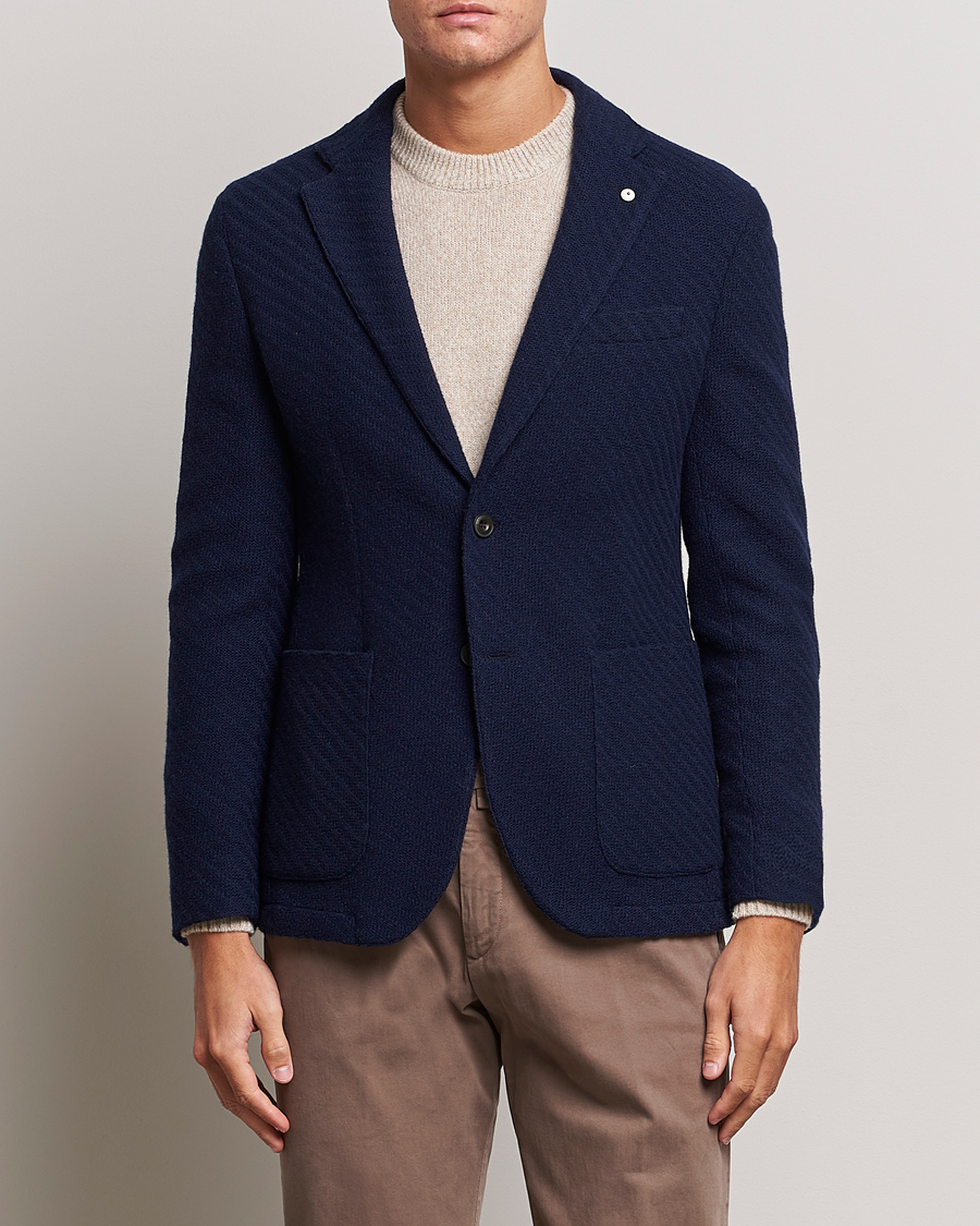 Herre | Blazere & jakker | L.B.M. 1911 | Knitted Punto Wool Structure Blazer Navy