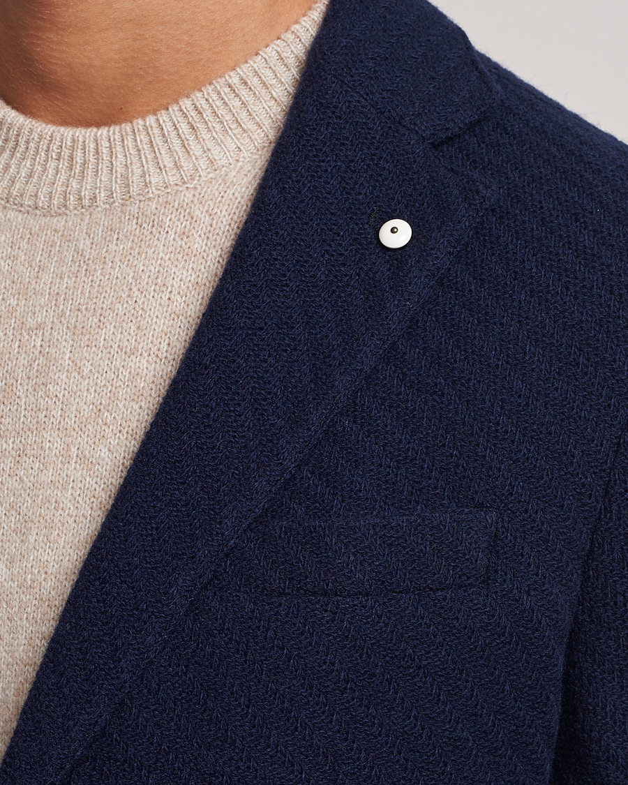 Herre | Blazere & jakker | L.B.M. 1911 | Knitted Punto Wool Structure Blazer Navy