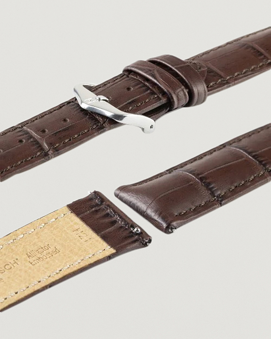 Herre | Urremme | HIRSCH | Duke Embossed Leather Watch Strap Brown