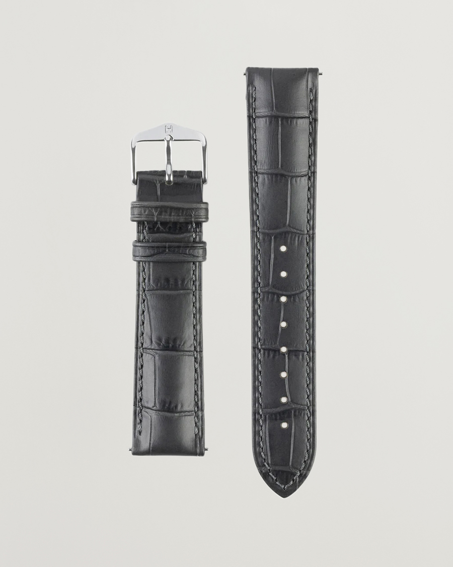 Herre | Urremme | HIRSCH | Duke Embossed Leather Watch Strap Grey