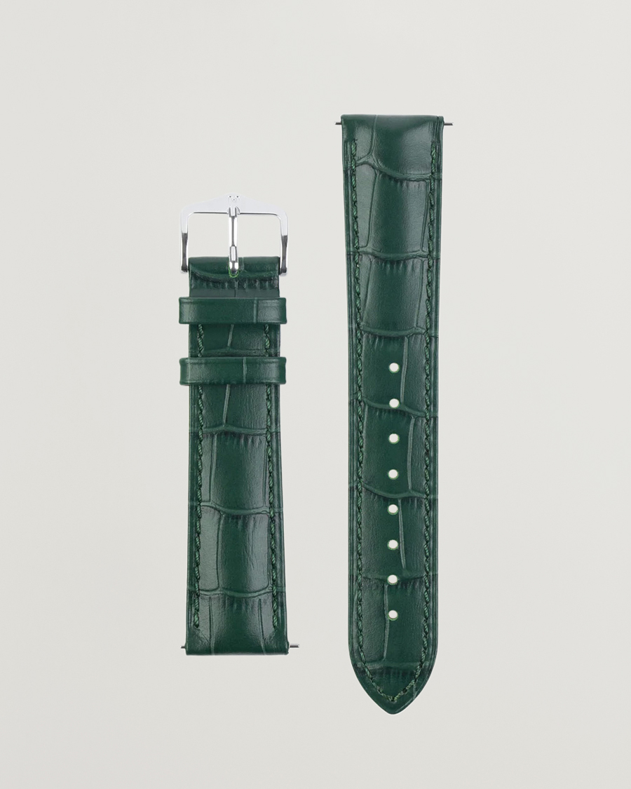 Herre | Urremme | HIRSCH | Duke Embossed Leather Watch Strap Green