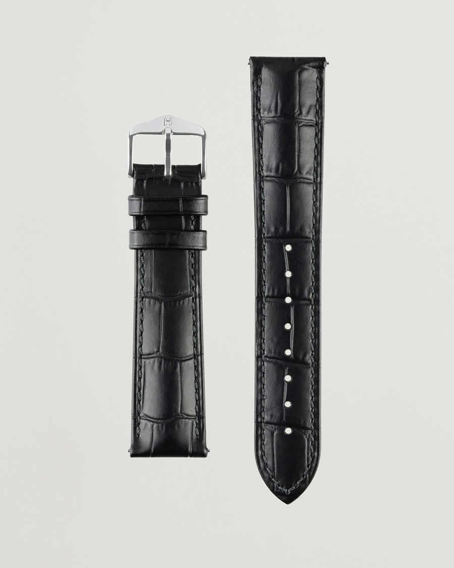 Herre | Urremme | HIRSCH | Duke Embossed Leather Watch Strap Black