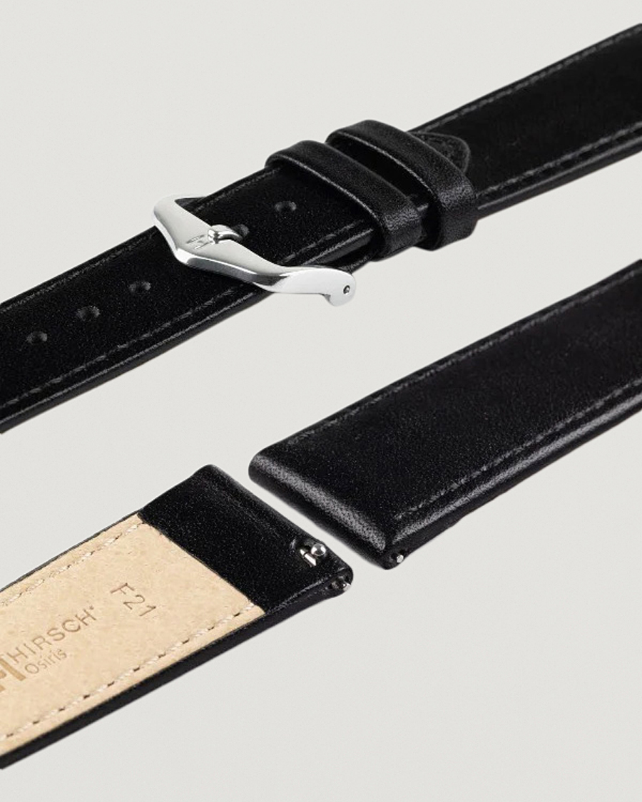 Herre | Urremme | HIRSCH | Osiris Calf Leather Watch Strap Black