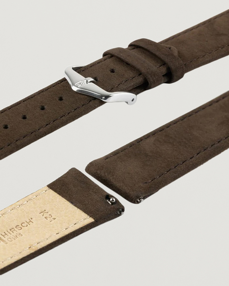 Herre | Urremme | HIRSCH | Osiris Calf Leather Nubuck Effect Watch Strap Brown
