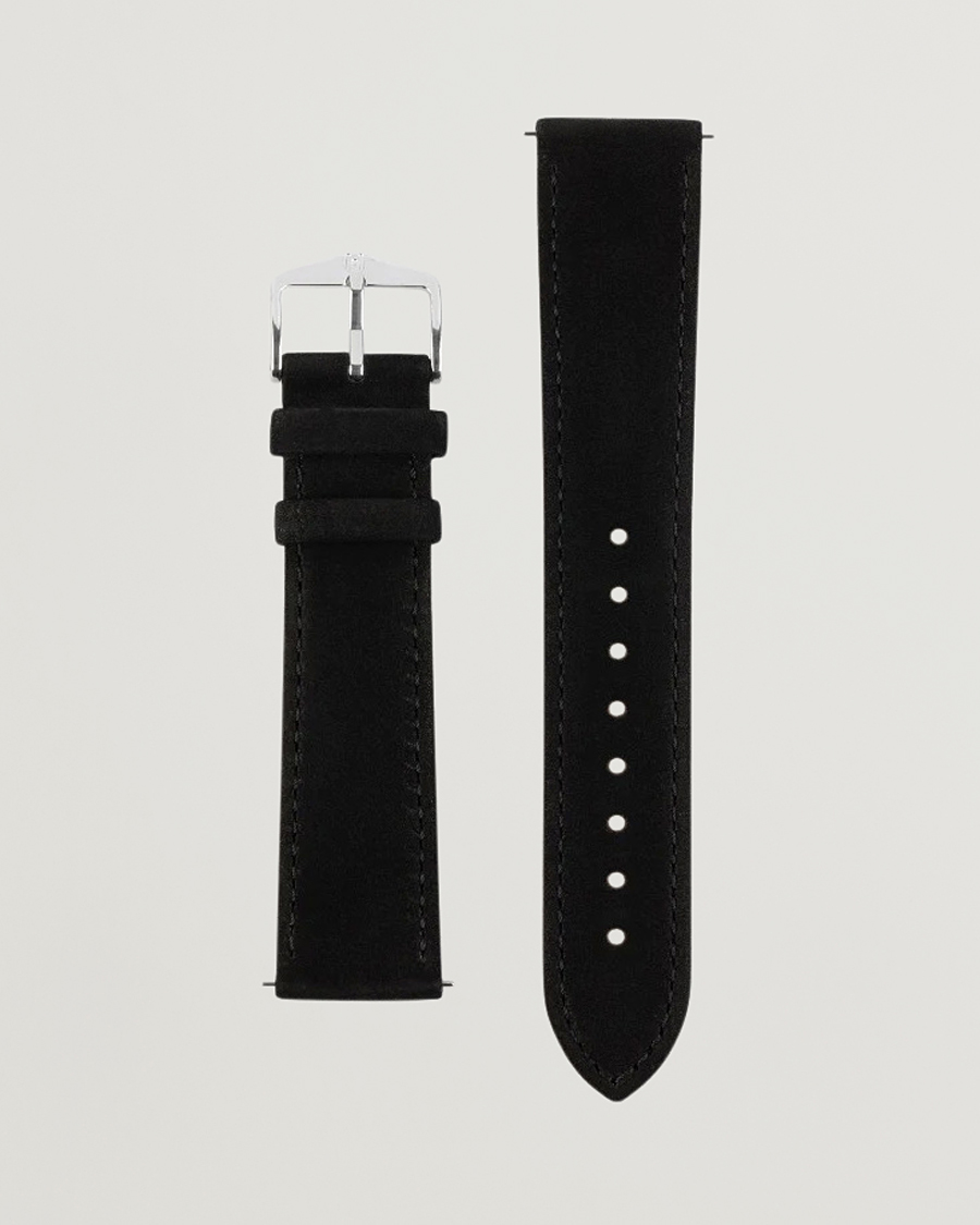 Herre | Urremme | HIRSCH | Osiris Calf Leather Nubuck Effect Watch Strap Black