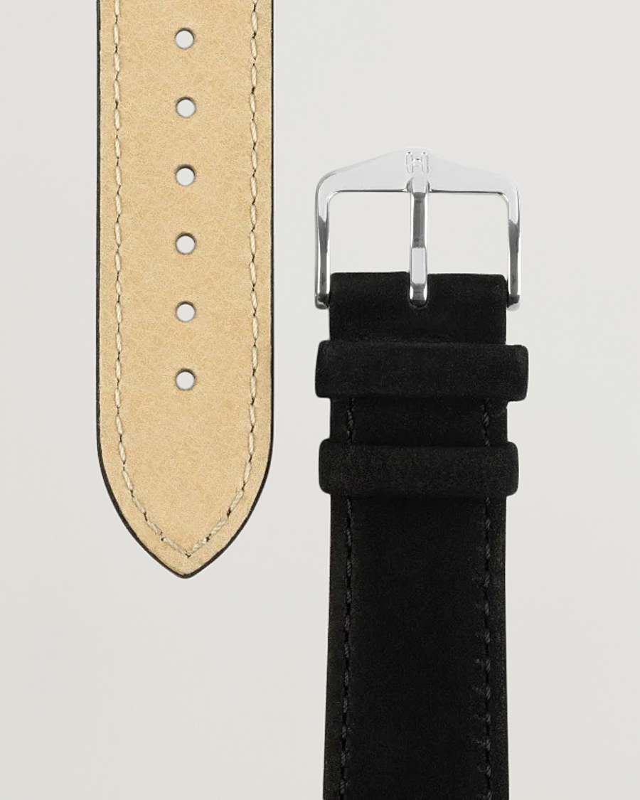 Herre |  |  | HIRSCH Osiris Calf Leather Nubuck Effect Watch Strap Black