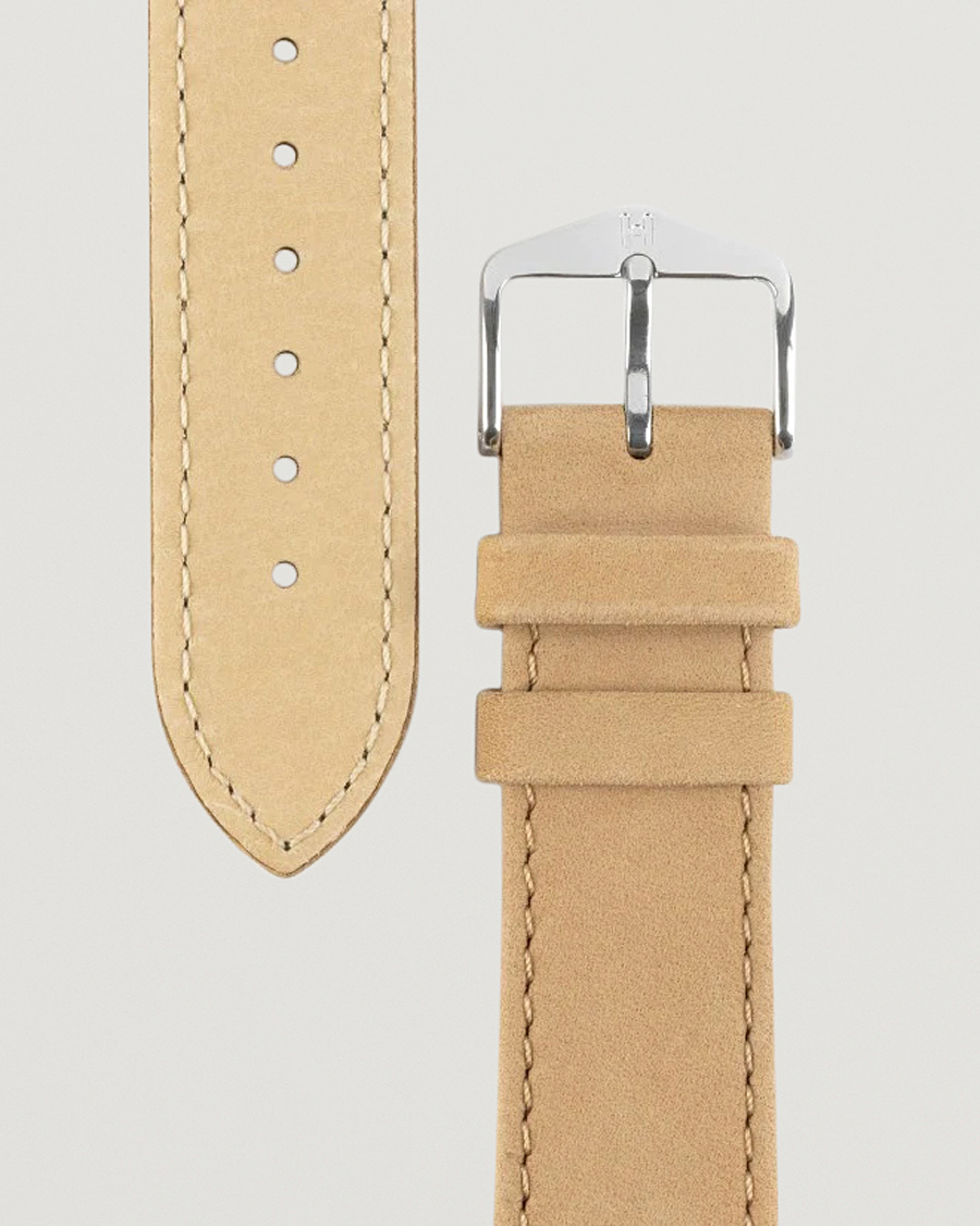 Herre | Urremme | HIRSCH | Osiris Calf Leather Nubuck Effect Watch Strap Beige