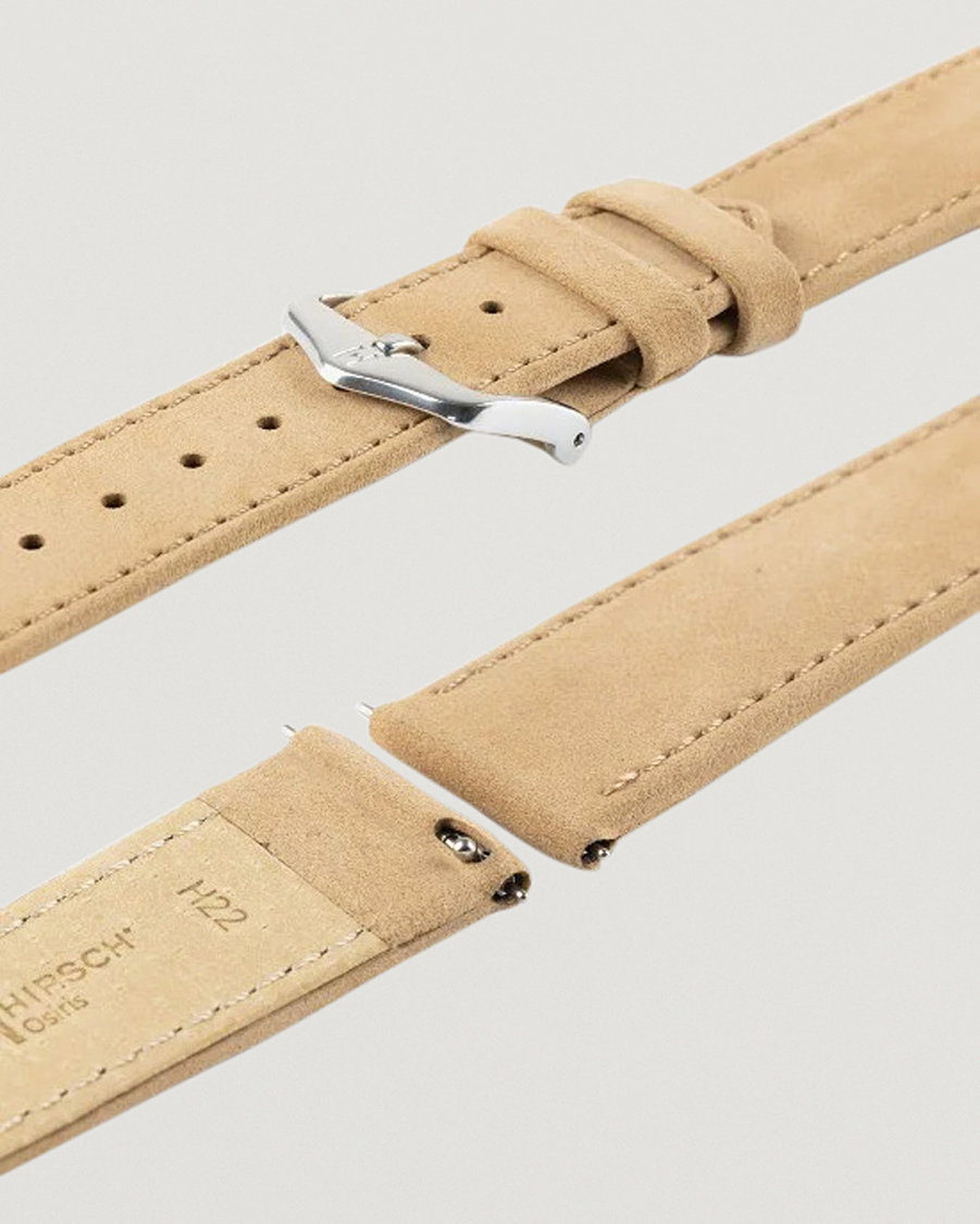 Herre | Urremme | HIRSCH | Osiris Calf Leather Nubuck Effect Watch Strap Beige